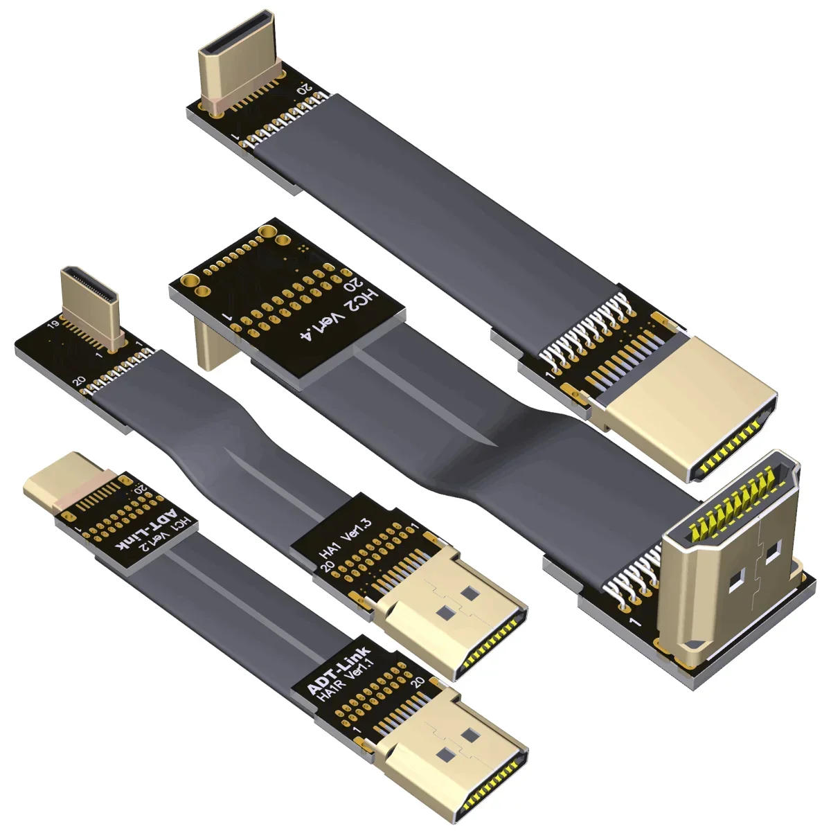 ADT-Link Mini-HDMI to Standard HDMI2.0 Shielded FPC Flat Extension Cable Type A to C 4K 60Hz FPV Aerial Photography Gopro Camera