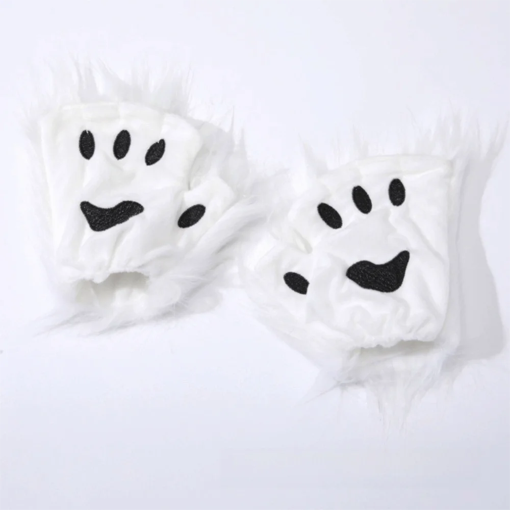 Fashion Polyester Halloween Gloves Half Finger Animal Bear Paw Gloves Fluffy Scary Cat Paw Mittens Male/female