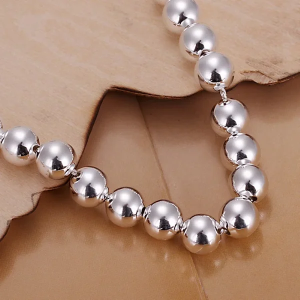 wholesale high quality fashion Silver Plated Jewelry charm 8MM chain bead Bracelets H126 couple bracelet gifts for women wedding