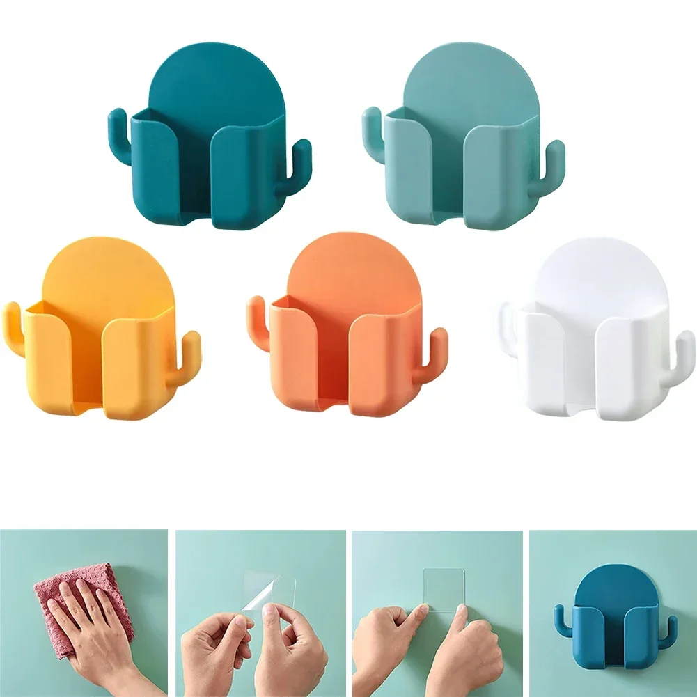 2pcs Mobile Phone Holder Wall Mount Punch-free Remote Control Organizer Storage Box Charging Bedside Container Rack