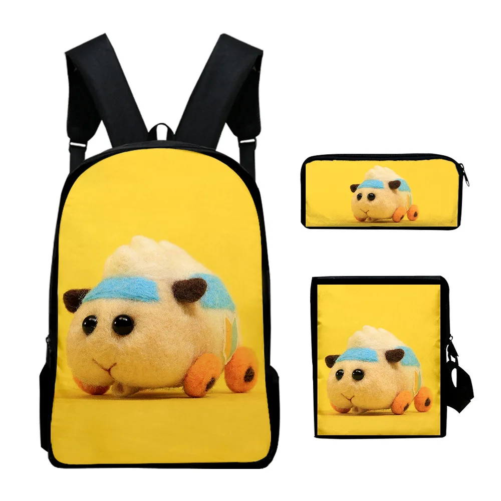Trendy PUI PUI Molcar Guinea Pig 3D Print 3pcs/Set pupil School Bags Laptop Daypack Backpack Inclined shoulder bag Pencil Case