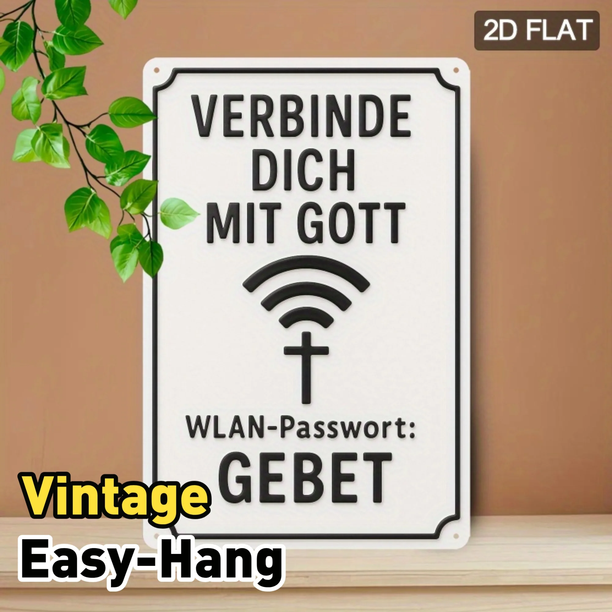 2D Flat, 1pc Humorous Religious Wifi Metal Sign - 