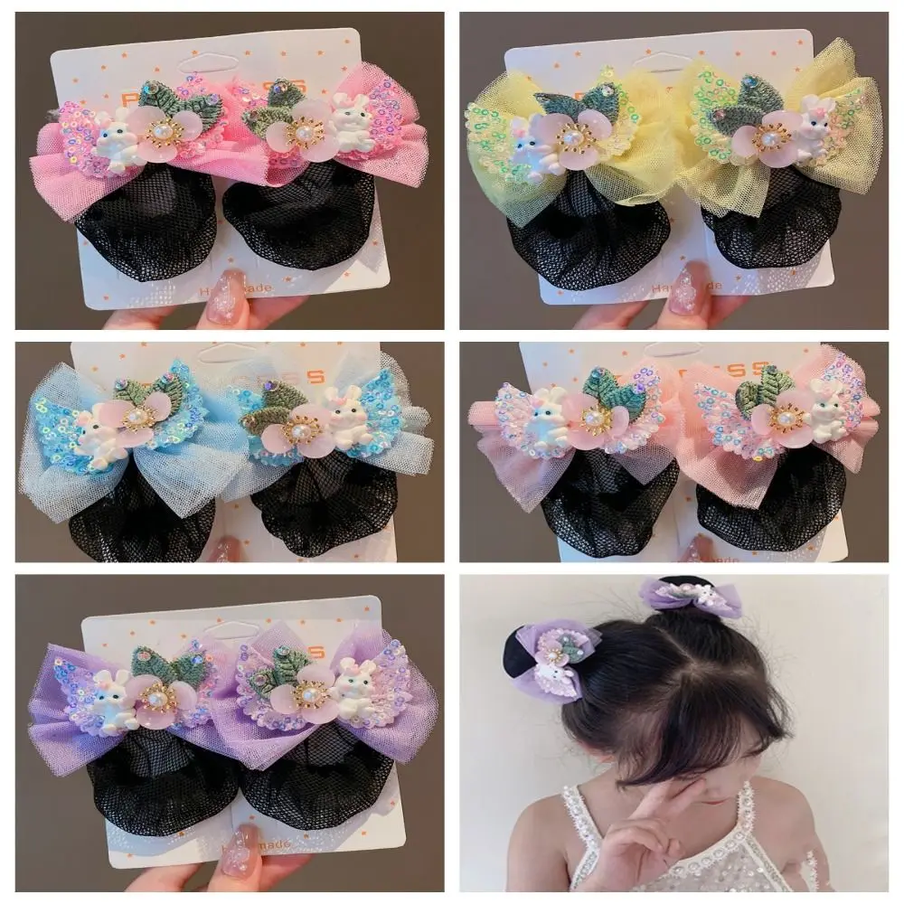 Elegant Princess Snood Spring Clip Mesh Colorful Bow Hair Nets Hair Clip Hair Styling Tool Sequin Hair Nets Birthday Party