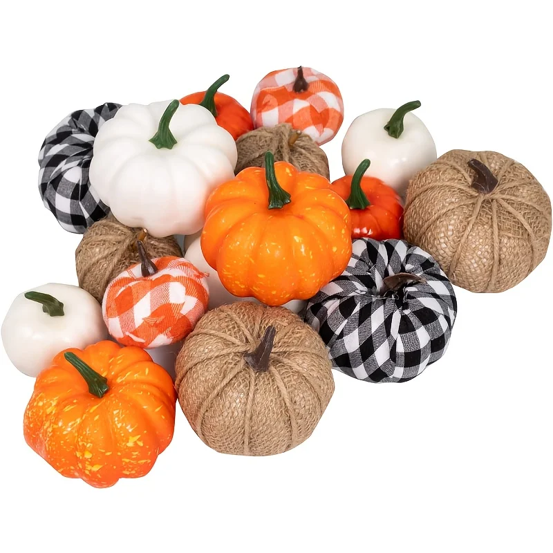 8Pcs Fall Thanksgiving Artificial Pumpkin Autumn Table Centerpiece for Thanksgiving Halloween Party Mantel Farmhouse Decor