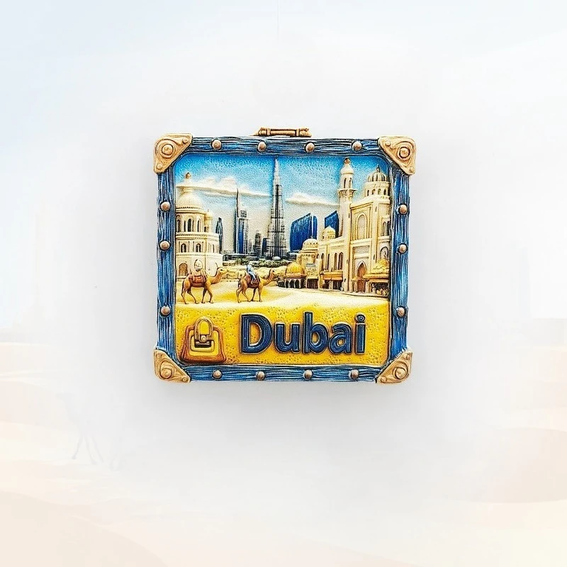 Dubai Suitcase Fridge Magnet - 3D Travel-Themed Souvenir Luxury Airport Decor Unique UAE Gift with Strong Magnet