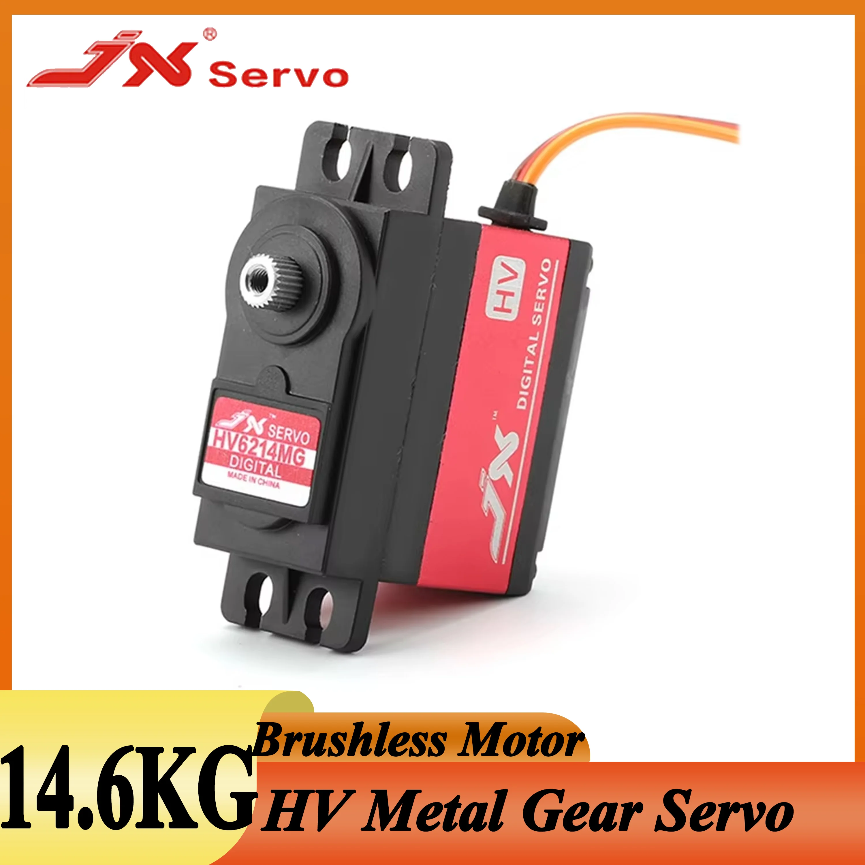 

JX PDI-HV6214MG 14.6KG HV High Precision Metal Gear Brushless Motor Digital Servo for RC Car Airplane Robot Arm Toy Accessories