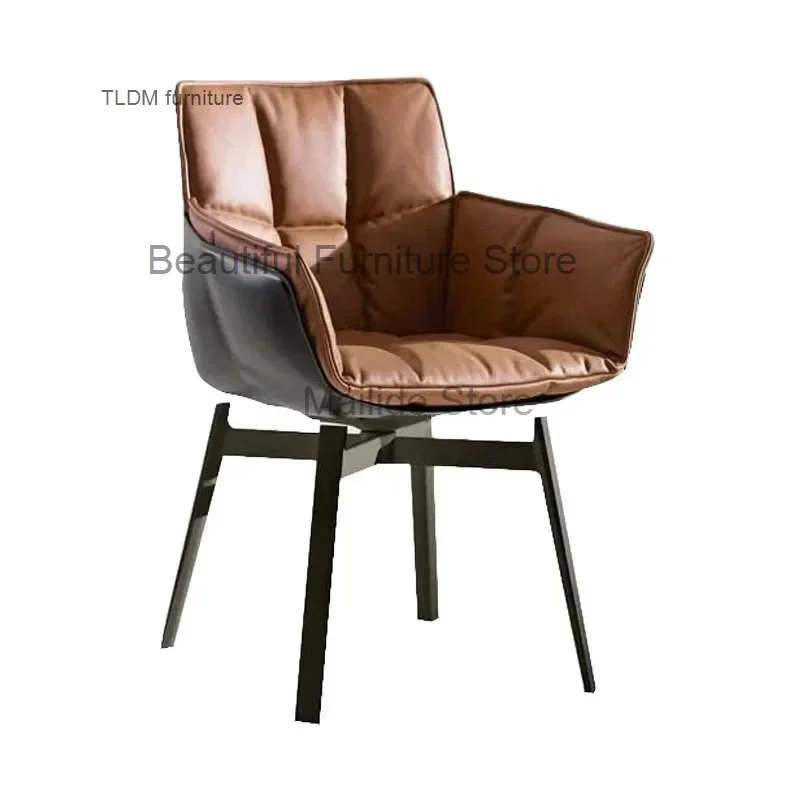 

Italian Style Light Luxury Dining Chairs Designer Armchair Modern Restaurant Furniture Leisure Swivel Armchair Home Dining Chair