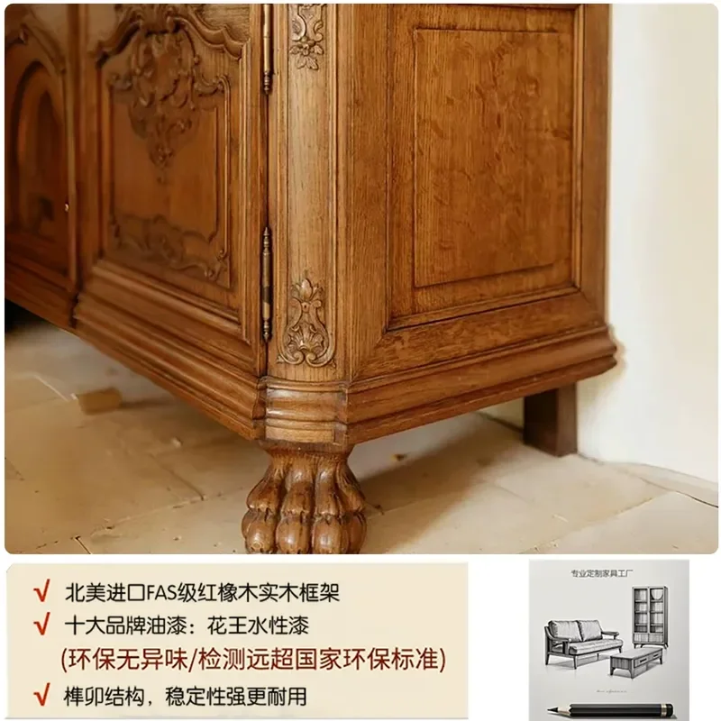 Retro Solid Wood Nine Drawer Chest Cabinet American Style Bedroom Wall Mounted Bedside Storage Locker for Living Room Villa