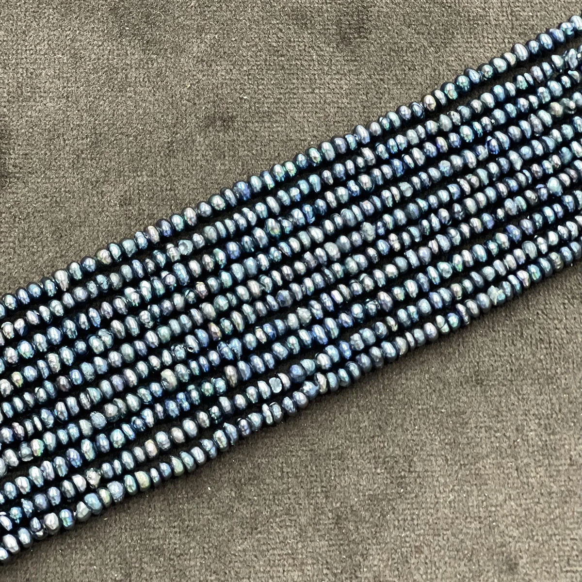 3–4 mm schwarze flache Perlen, 36 cm, natürliche Süßwasserperlen, brotförmige Perlen für die Schmuckherstellung, DIY-Halsketten, Armbänder, Zubehör – Detail 9