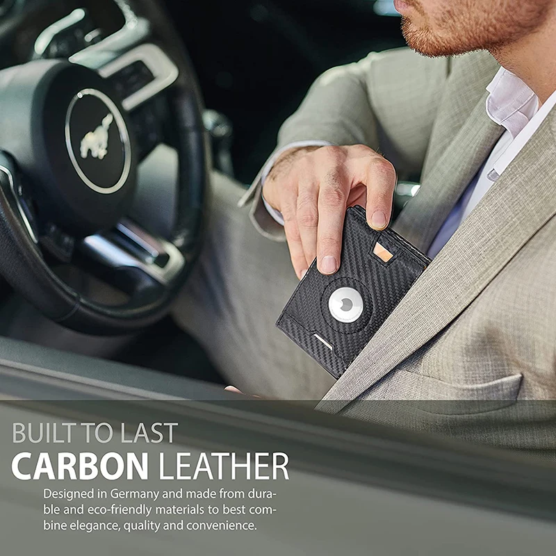 남성용 럭셔리 에어태그 카드 가방, 탄소 섬유 비즈니스 에어태그 지갑, 분실 방지 지갑, RFID 차단, ID 신용 카드 가방