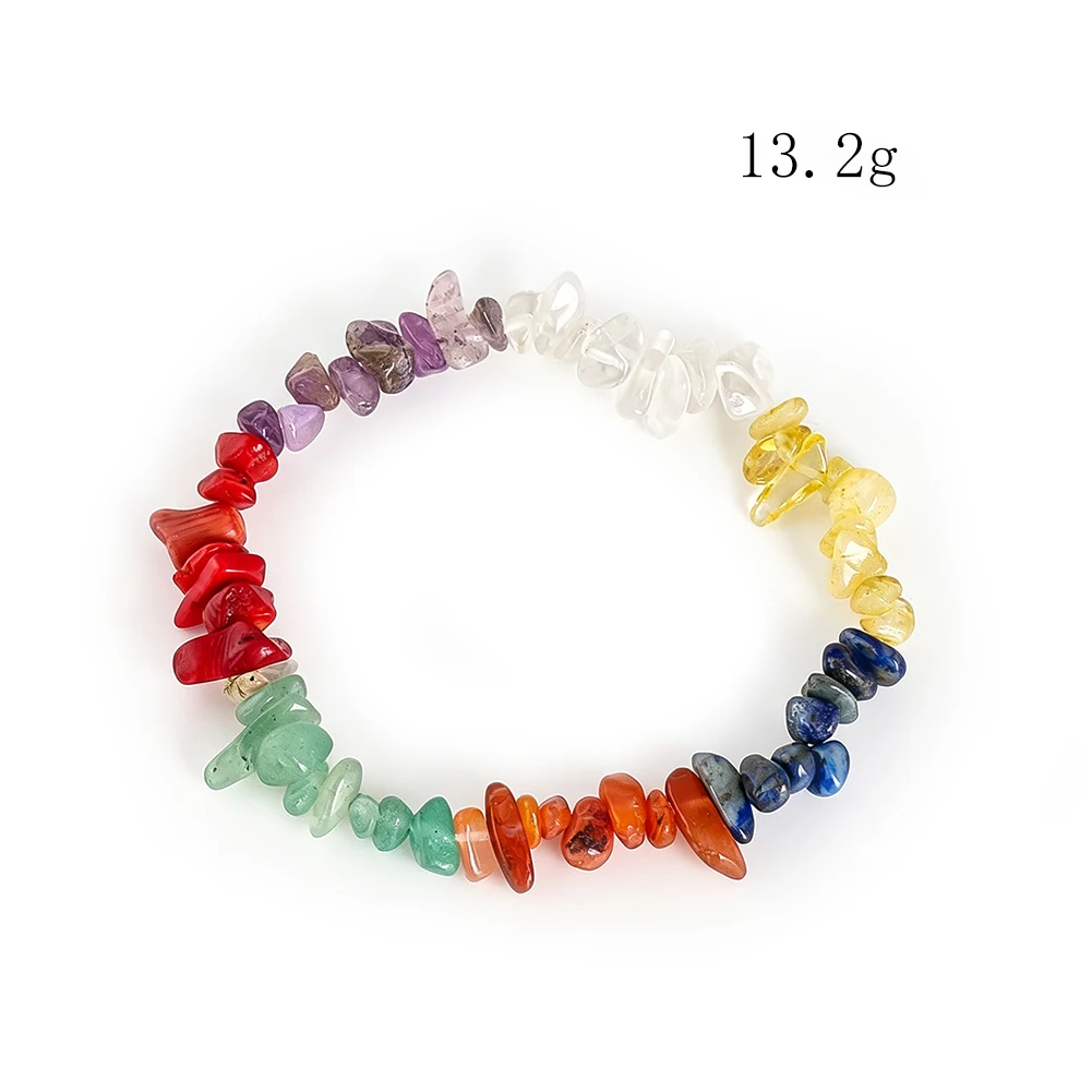 1pcs Natural Colorful Crystal Chip Bracelet Rainbow Gemstone Gravel Beads Stretch Bangle for Women DIY Jewelry Accessories Gift