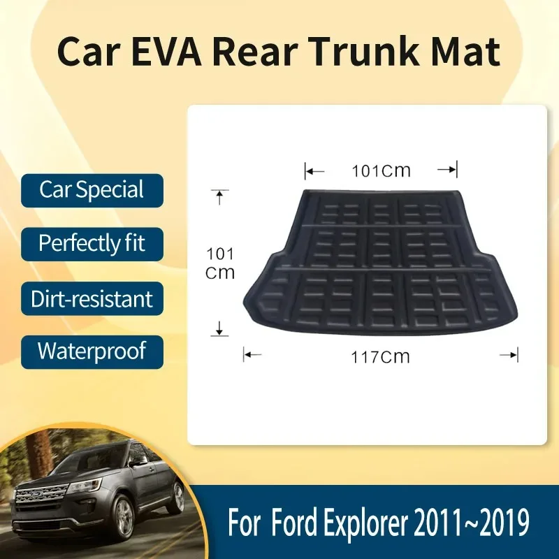 Car Rear Trunk Mat For Ford Explorer U502 2011~2019 5seat Anti-dirty Boot Tray Carpet Mud Trunk Storage Pad Car Accessories 2018