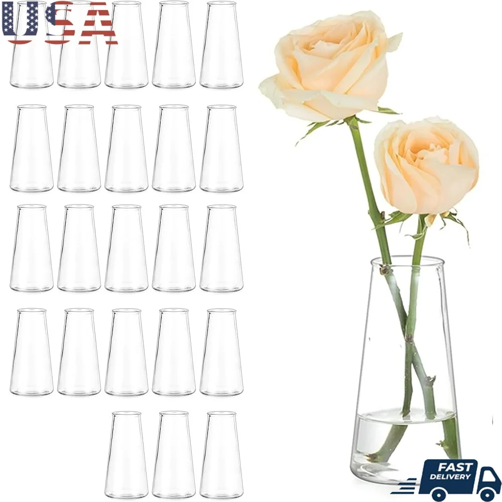 

24 Pack Clear Glass Bud Vases Mini Decorative Vases Centerpieces Wedding Party Birthday Floral Arrangement Home Decor