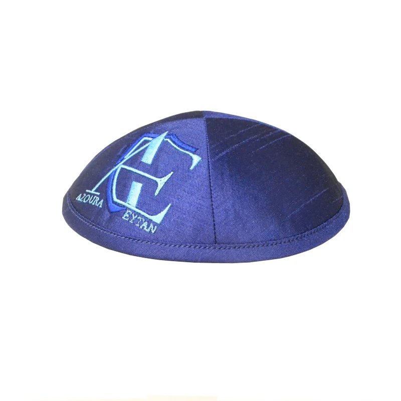 Jewish Style embroidery with logo Printed Initials with Hebrew Writing 15cm Kippot Kippa Kippah Kipa Jewish Yarmulke