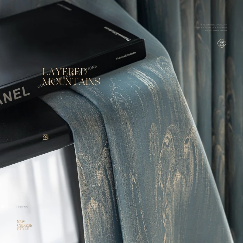 Custom Size ！！European Landscape Jacquard High Precision High Shading Light Luxury Gilt Blackout Curtains for Bedroom