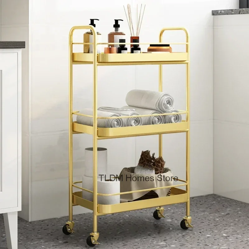 Nordic Multi-Layer Auxiliary Spa Table With Wheels Mobile Towel Holder Shower Storage Rack Storage Cart Space-Saving Organizer