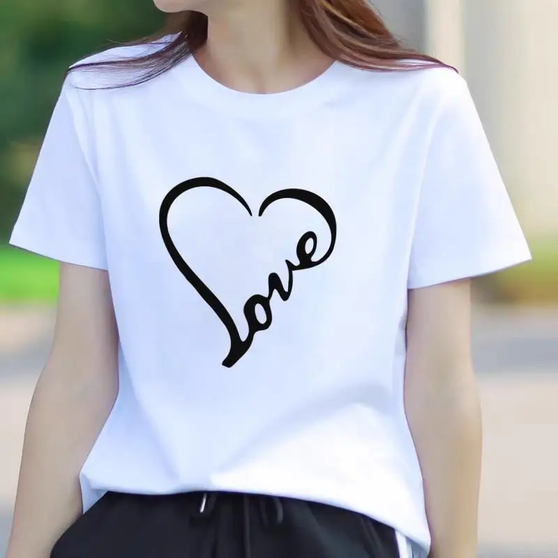 Tecido modal flor amor fino feminino impressão verão explosão manga curta camiseta roupas femininas camisetas gráficas estéticas