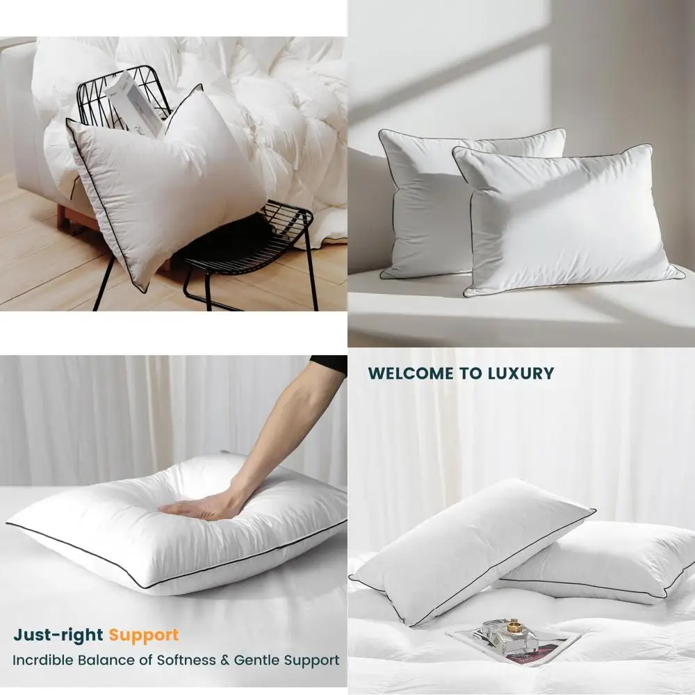 

King Size Hypoallergenic Goose Down Pillow - Ultra Soft, Premium Luxury, Hotel Quality for Supreme Comfort and Support