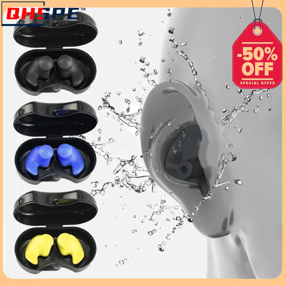 2PCS Swimming Earplugs Waterproof Reusable Silicone Ear Plugs Diving Sport Plugs For Water Surf Showering Bathing Accessories