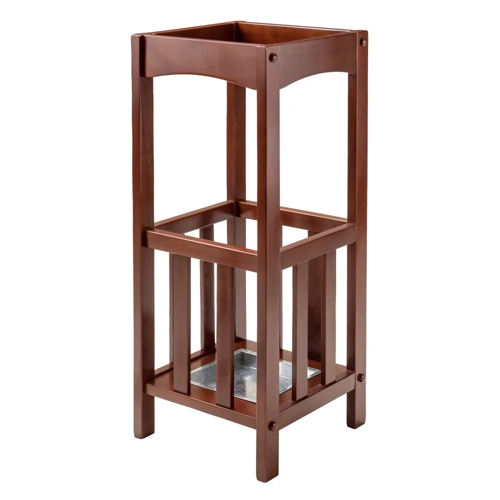 

2023 Winsome Wood Rex Umbrella Stand with Metal Tray, Walnut Finish