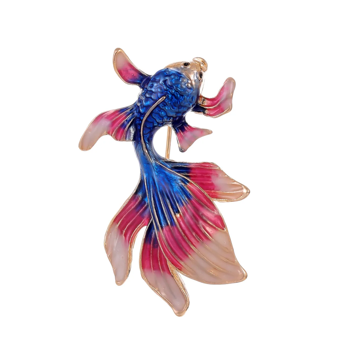 Cute colored goldfish brooch for men and women fashionable metal drop glaze enamel fish animal brooch versatile jewelry gift