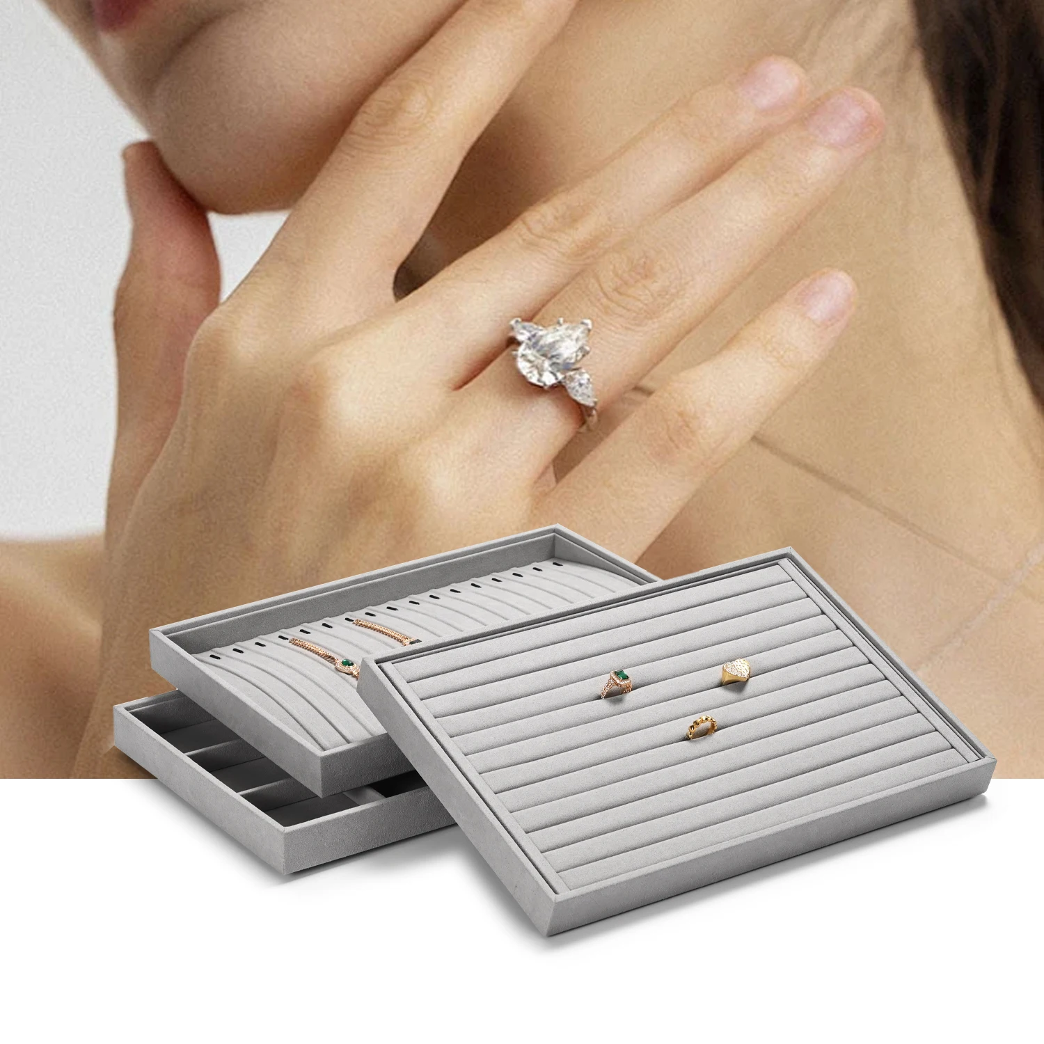 Oirlv Ring Display Stand: Versatile Velvet Rack for Organizing Showcasing Rings, Ideal for Jewelry Storage & Stylish Arrangement