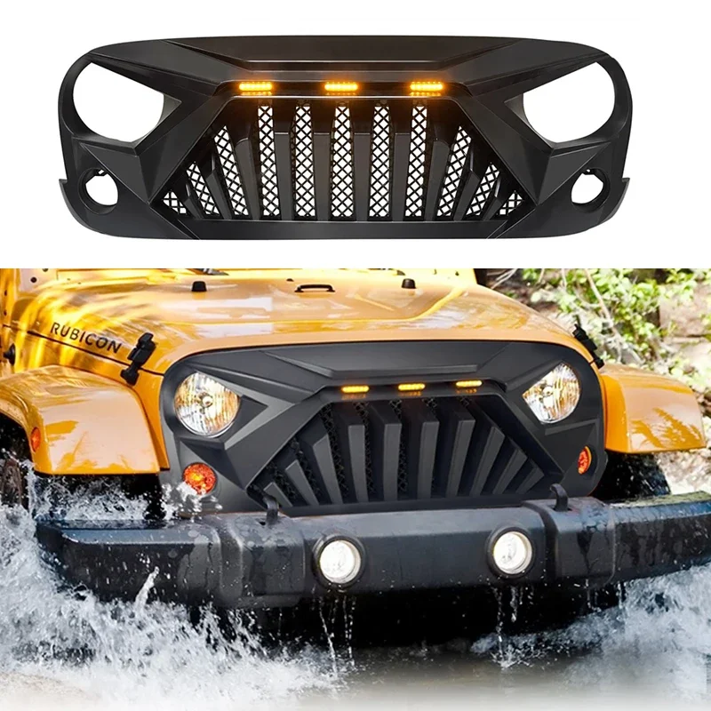 

Front Bumper Grille For Jeep Wrangler JK JKU 2007-2017 Radiator Upper Mesh Cover Racing Grills Auto Parts