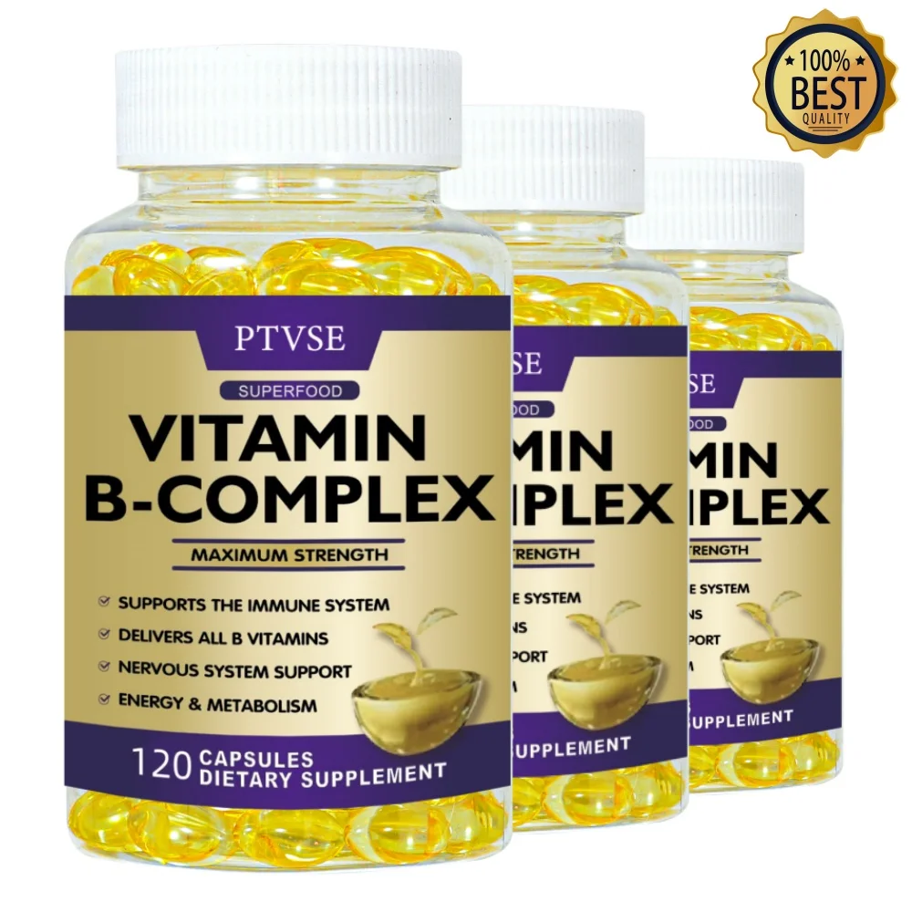 

B-Complex Vitamins (B12 B1 B2 B3 B5 B6 B9 Folic Acid &Biotin) Capsule Liver, Immune System, Energy Support Nutrition Supplement