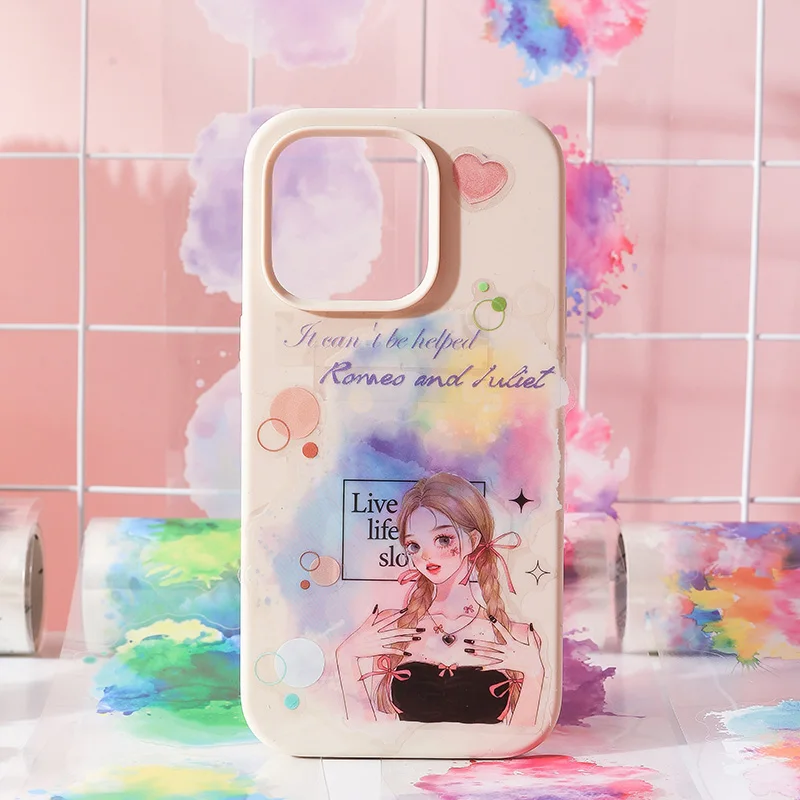 Mr. Paper 2Style 6Rolls/box Ink Swoosh Theme Boxed Tape Creative Handbook DIY Beauty Decorative Tape