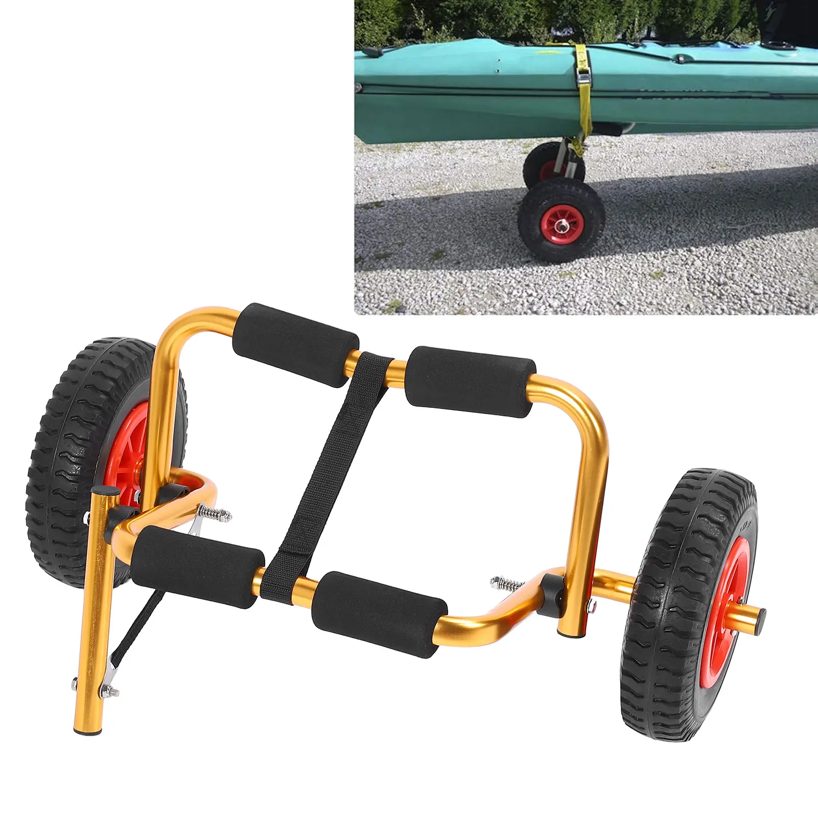 

Canoe Carrier Dolly With 10in Solid Tires Adjustable Foldable Aluminum Universal Fit for Kayaking Small Boats Cart Dolly