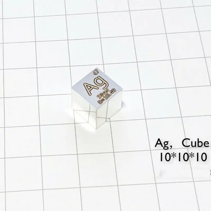 Element Cube of Silver, 99.99% High Purity, 10mm