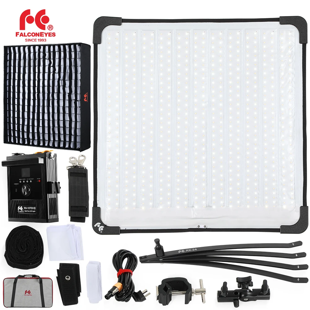 Falcon Eyes RX-18TDX III RX-24TDX III Bi-Color Waterproof 3000K-5600K Rollflex LED Video Photography Light Camera Flash Lights