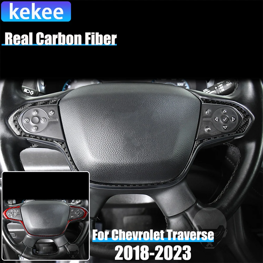

Real Carbon Fiber Car Accessories Steering Wheel Cover Soft Sticker For Chevrolet Traverse RS LT 2018 2019 2020 2021 2022 2023