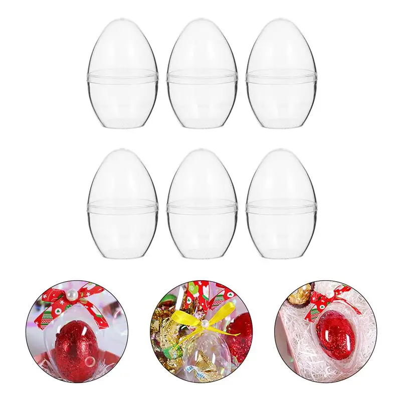 10pc Easter Egg Ball Clear Plastic Fillable Ball Ornament Egg Shape DIY Plastic Ball Bath Bomb Crafting Mold Wedding Party Decor