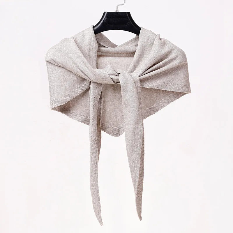 Solid Winter Triangle Wool Shawl Knitted Cashmere Scarf for Women Warm Neckerchief Blanket Female Ponchos Tippet  Ladies