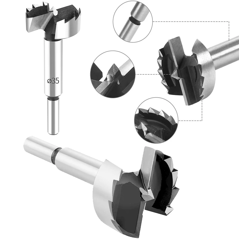 Hole Hinge Drill Bit 6mm-54mm Round Shank Woodworking Tools High Carbon Steel Drilling Tabletop Punch Tool Door Lock Hinge Drill