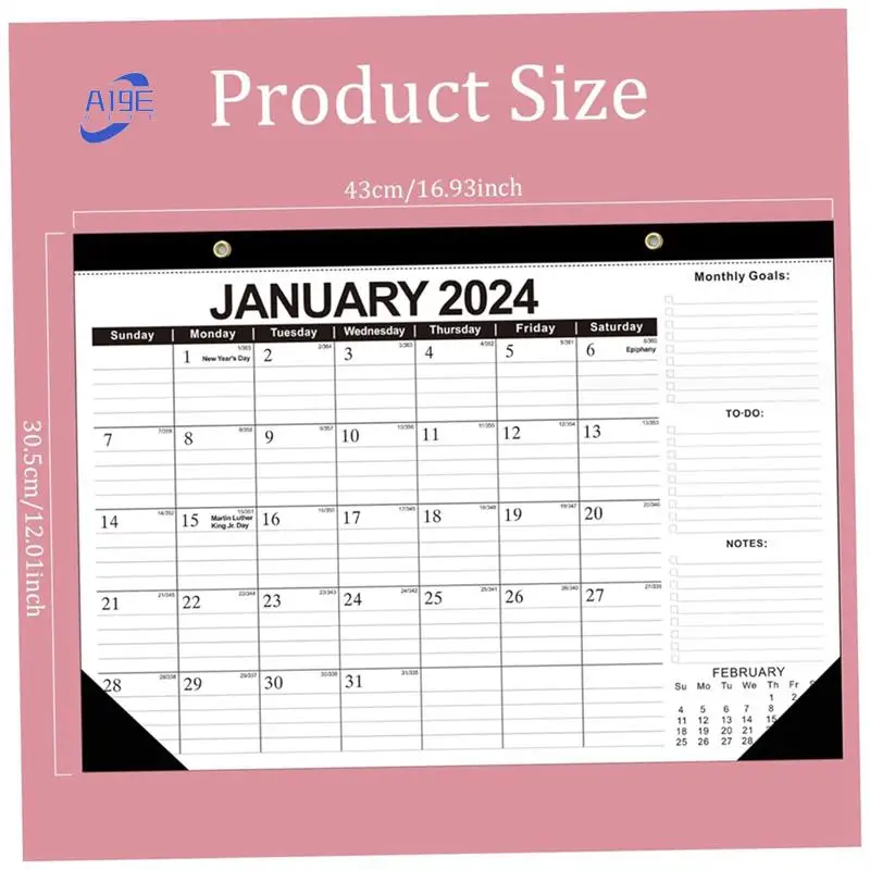 

A19E-Calendar 2024-2025 17 X 12 Inch 18 Month Wall Calendar From Jan. 2024 - June 2025 Monthly Planner 2024 Calendar