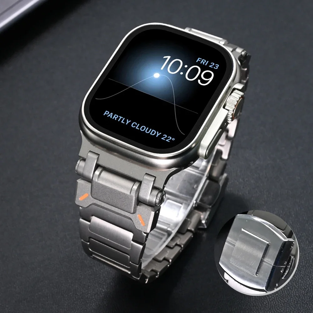 Titanium Business Band for Apple Watch Ultra 2 49mm Men Strap Link Bracelet for iwatch Series 10 9 8 7 6 5 4 3 Se 46mm 45mm 44mm