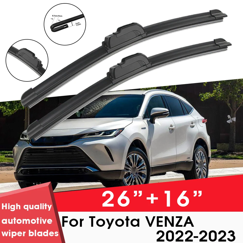 

Car Wiper Blade Blades For Toyota VENZA 2022-2023 26"+16" Windshield Windscreen Clean Naturl Rubber Car Wipers Accessories