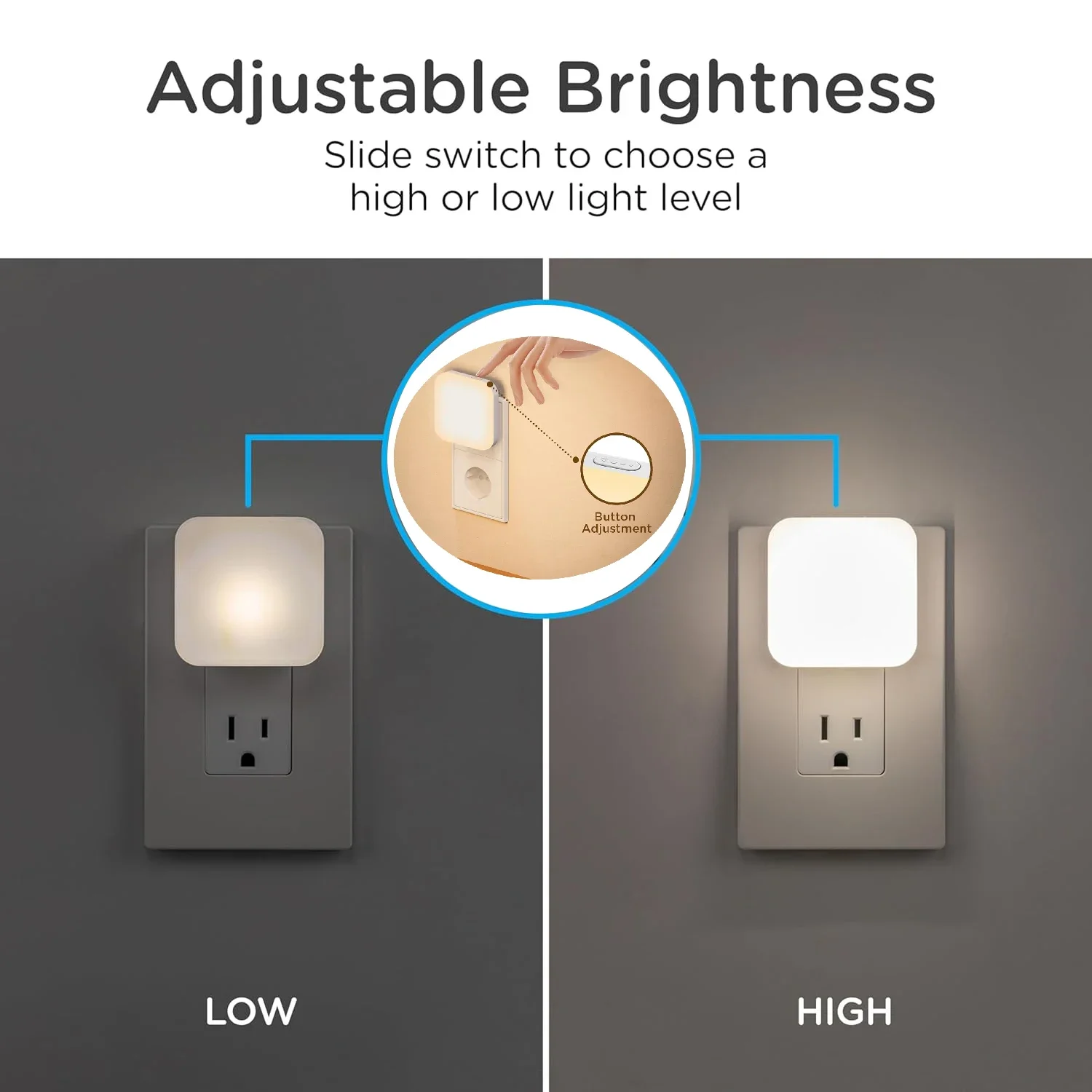 1pc/2pcs Lights By Night Dimmable LED Night Light, Plug-in, Dusk to Dawn Sensor, Adjustable, Compact, 4 Settings, Ambient Light