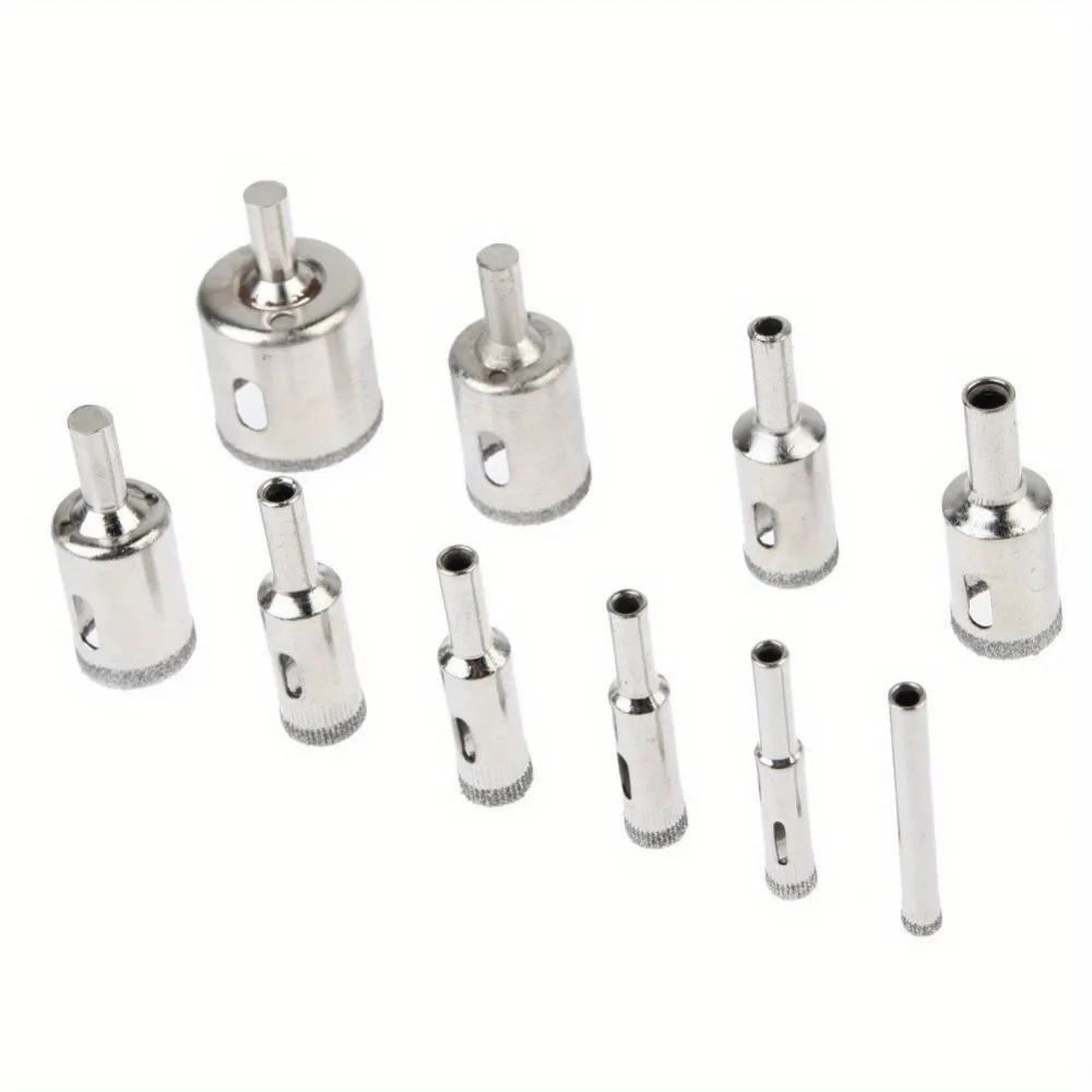 10 Piece Diamond Coated Drill Set Tile Marble Glass Hole Saws High Speed Multifunctional 0.23 to 1.26 Inch Ideal for Power Tools view 3