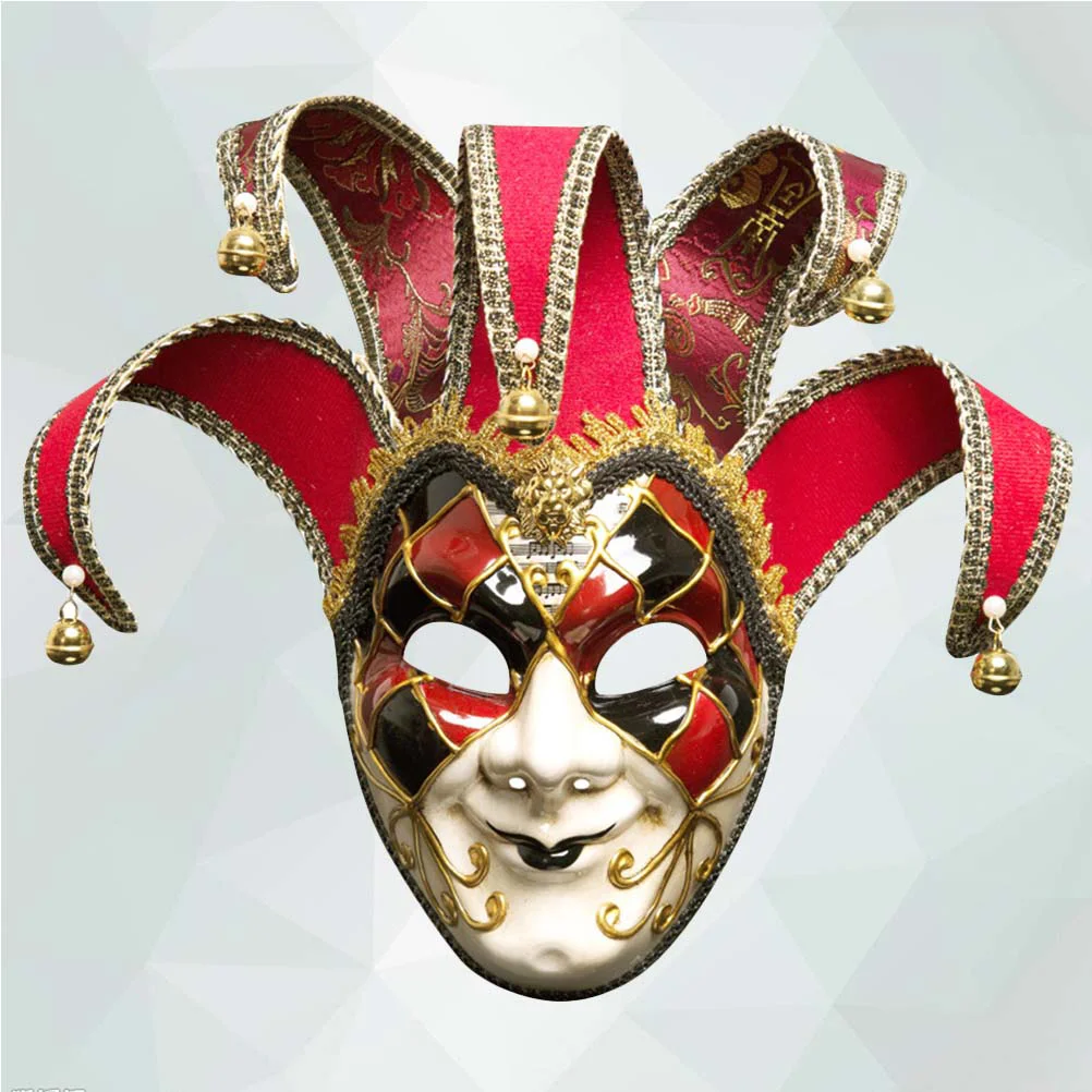 Venetian Style Party Full Face Mask Carnival Costume Mask Christmas Masquerade Fancy Ball Dress Up Mask (Red, Man)