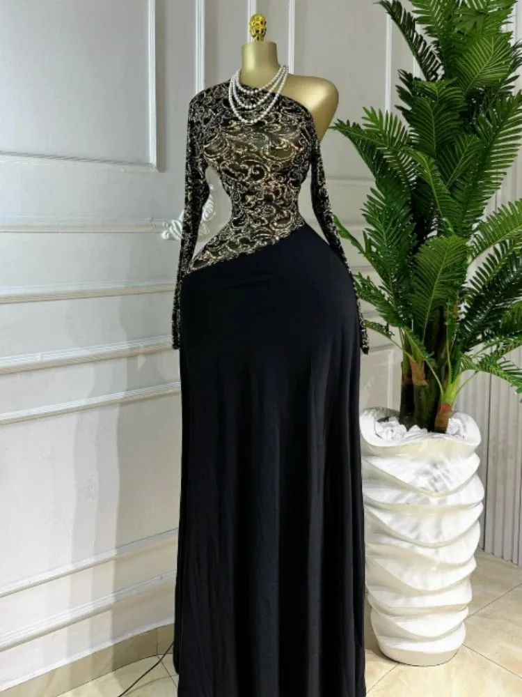 

Женское длинное платье макси с длинным рукавом и косым вырезом с принтом, осень 2022, вечерние платья для дня рождения, отпуска, сексуальные вечерние клубные платья