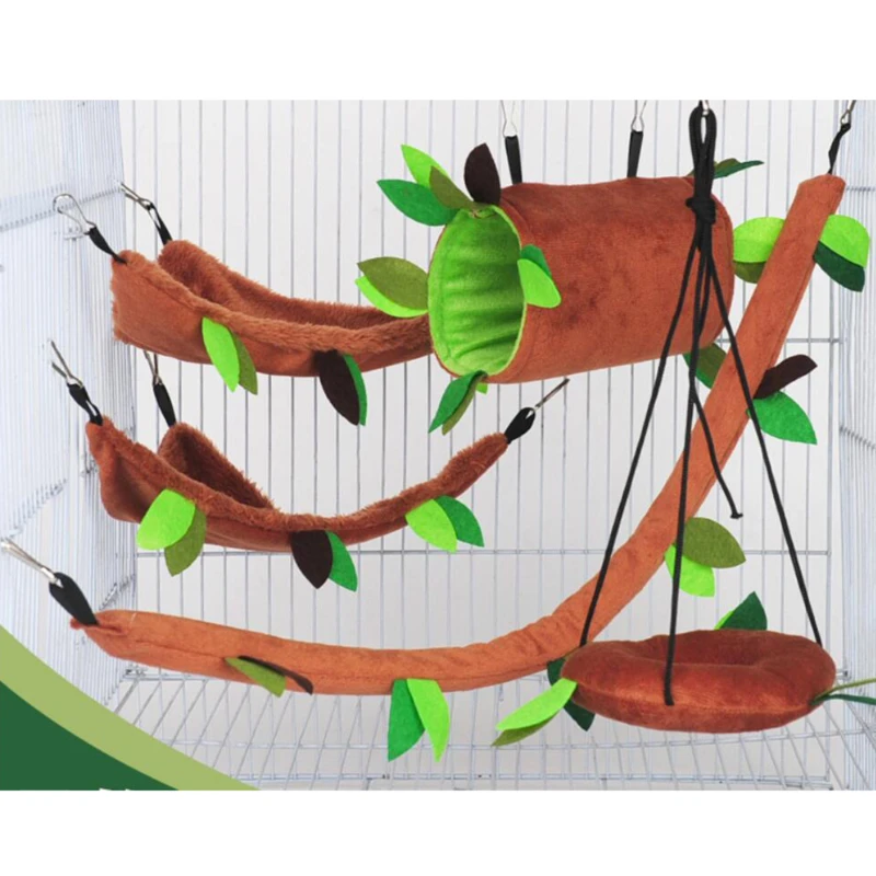 Sleeping Bed Hammock House Hamster Small Pet Toy Small Pet Tree Stump Tunnel Chinchilla Squirrel Dollhouse Pet Beding Products