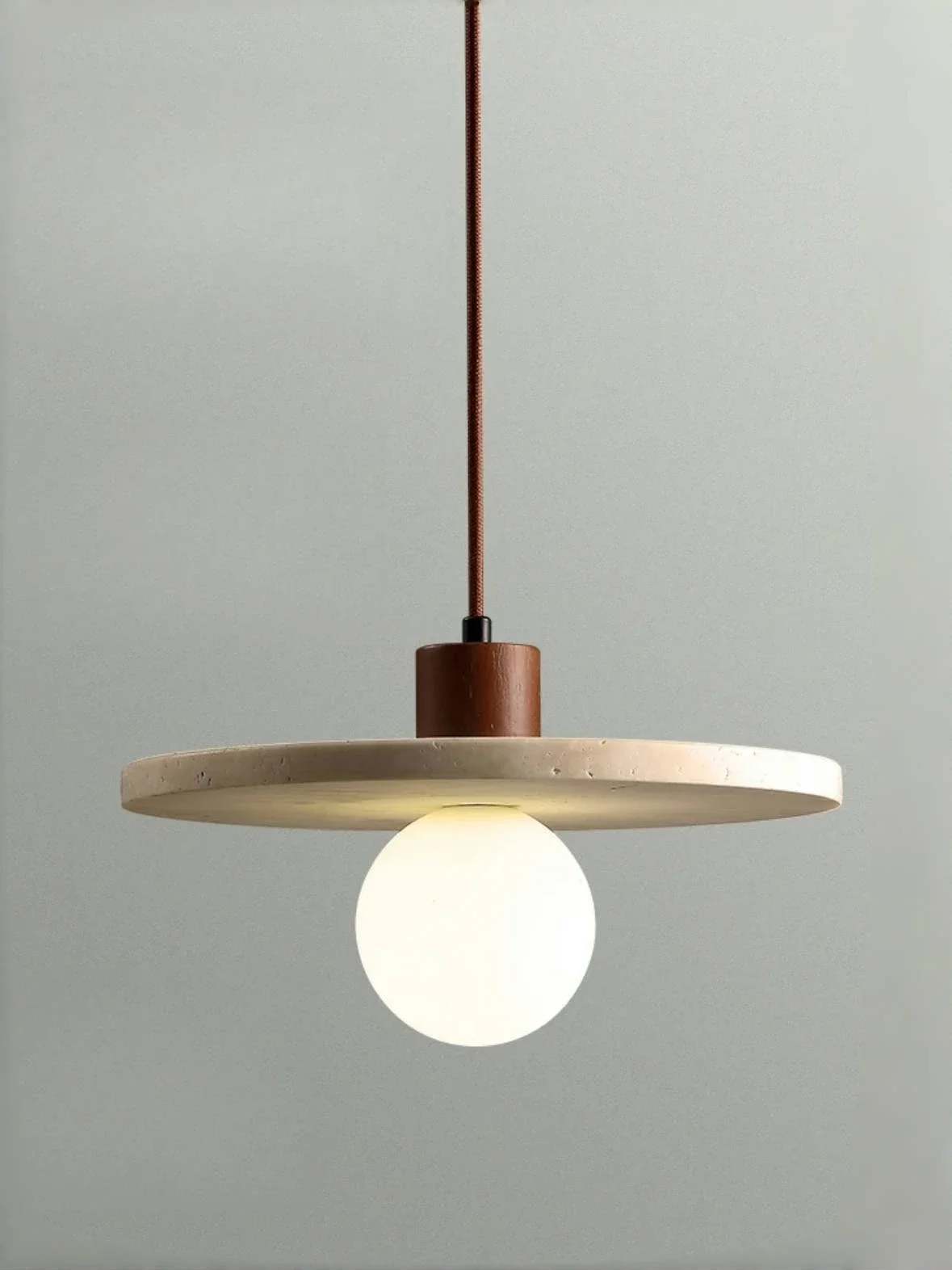 

YEBMLP Yellow Travertine Pendant Light Minimalist LED Chandelier Parlor Bedroom Cafe Hanging Light Indoor Japanese Decor Lights