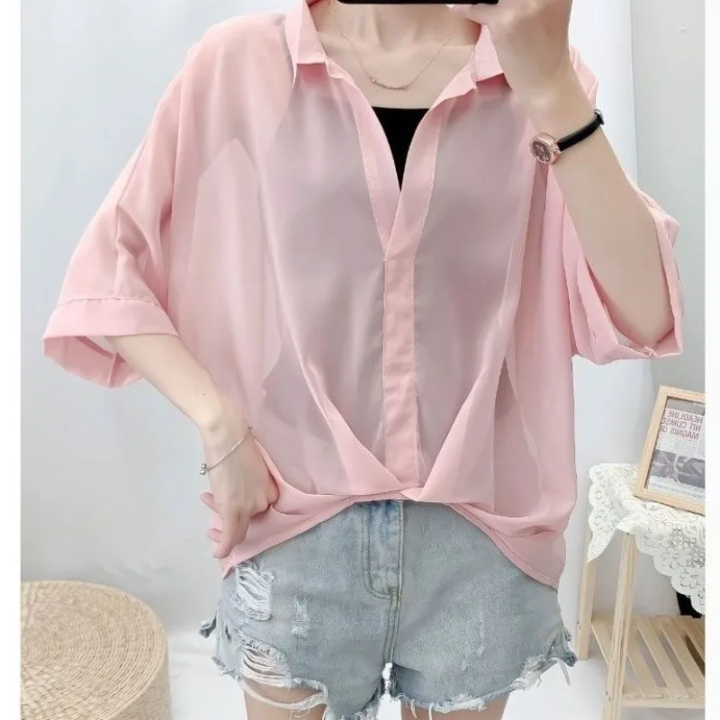 

618 Ladies Casual Fashion Loose Solid Color New Style Summer Irregular Tops Pullover Batwing Sleeve Two Piece Set of Short Sleev