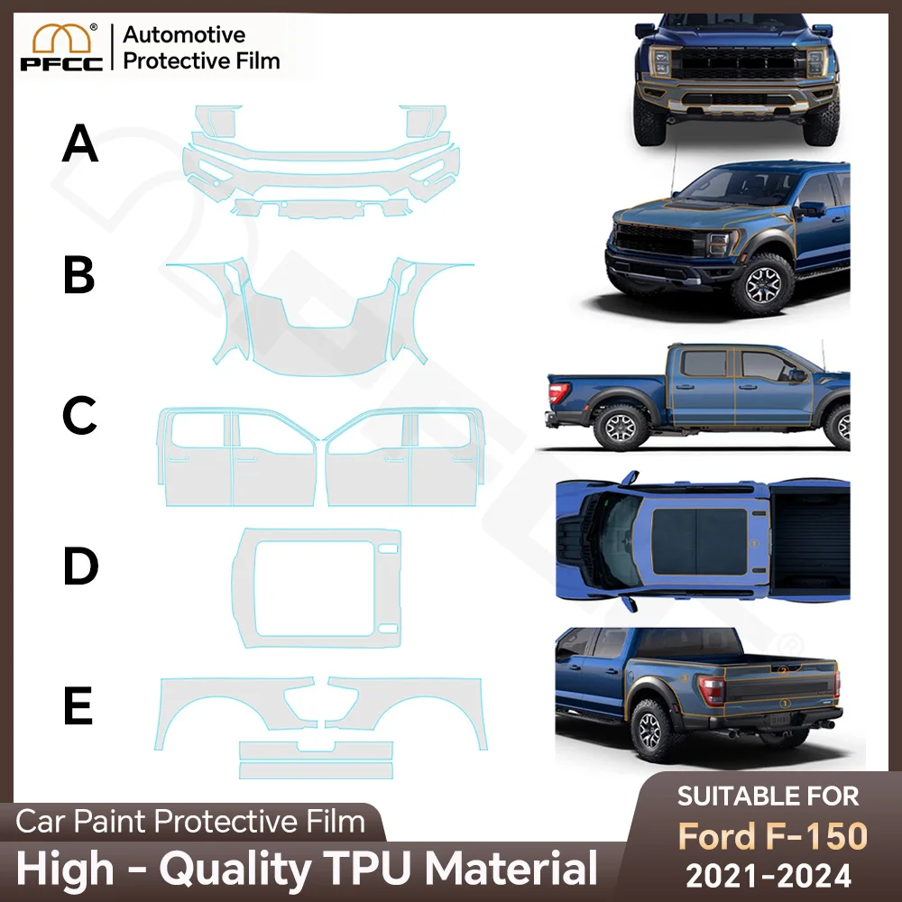 

PFCC TPU Pre Cut Sticker for Ford F-150 22-23 PPF Transparent Clear Kit Car Paint Protection Film Styling Body Decal Accessories