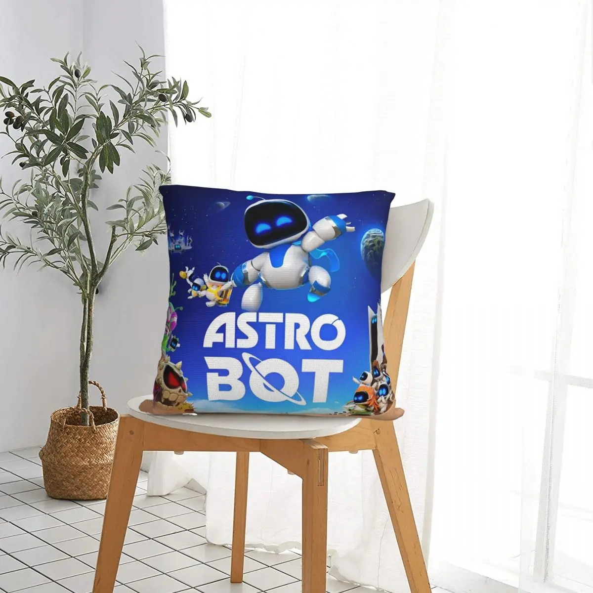 Astro Bot Square Pillow Case Cushions for Sofa Adorable Robots Video Game Novelty Cushion Covers