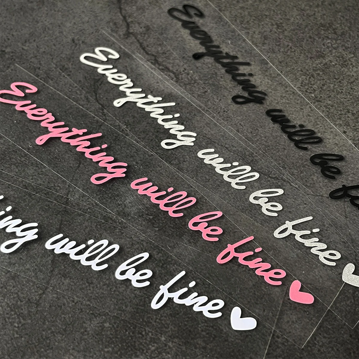 3Pcs Everything Will Be Fine Heart Waterproof Vinyl Stickers For Car Mirror Motorcycle