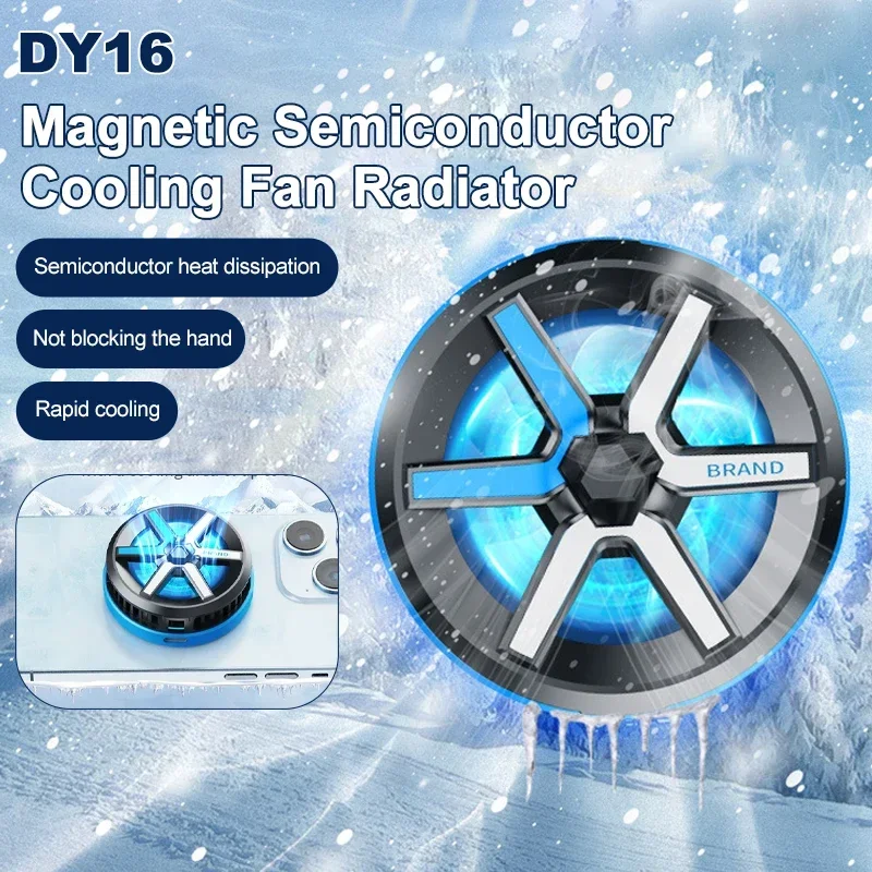 DY16 Mobile Phone Semiconductor Fast Cooling Fan Radiator Magnetic Game Cooler for IOS Android PUBG Type-C 5V 2A Cool Heat Sink